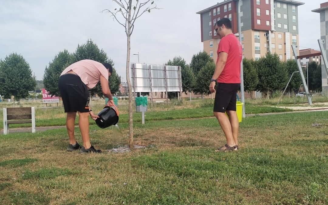 La Asociación riega los árboles que el Ayuntamiento no riega